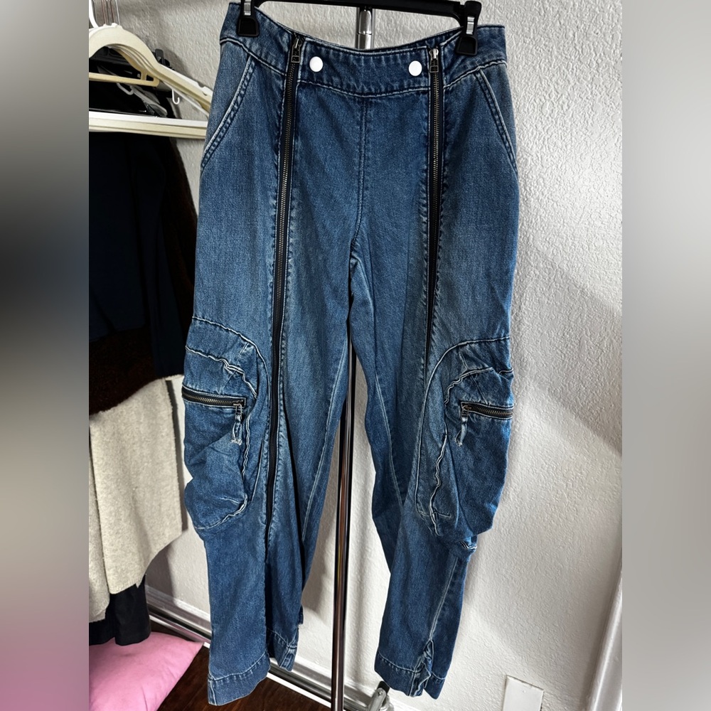 Blue Denim Cargo Pants